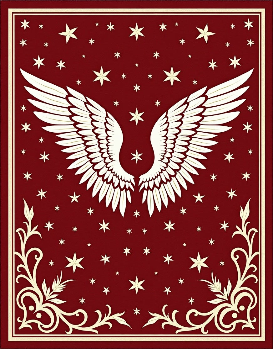 Crimson Angelic Wings Starry Night Rug