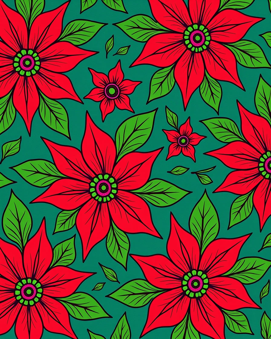 Crimson Floral Garden Teal Rug
