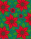 Crimson Floral Garden Teal Rug