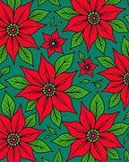 Crimson Floral Garden Teal Rug