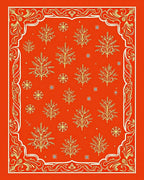 Golden Floral Boughs Medallion Border Rug