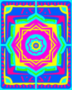 Vibrant Geometric Starburst Mandala Rug