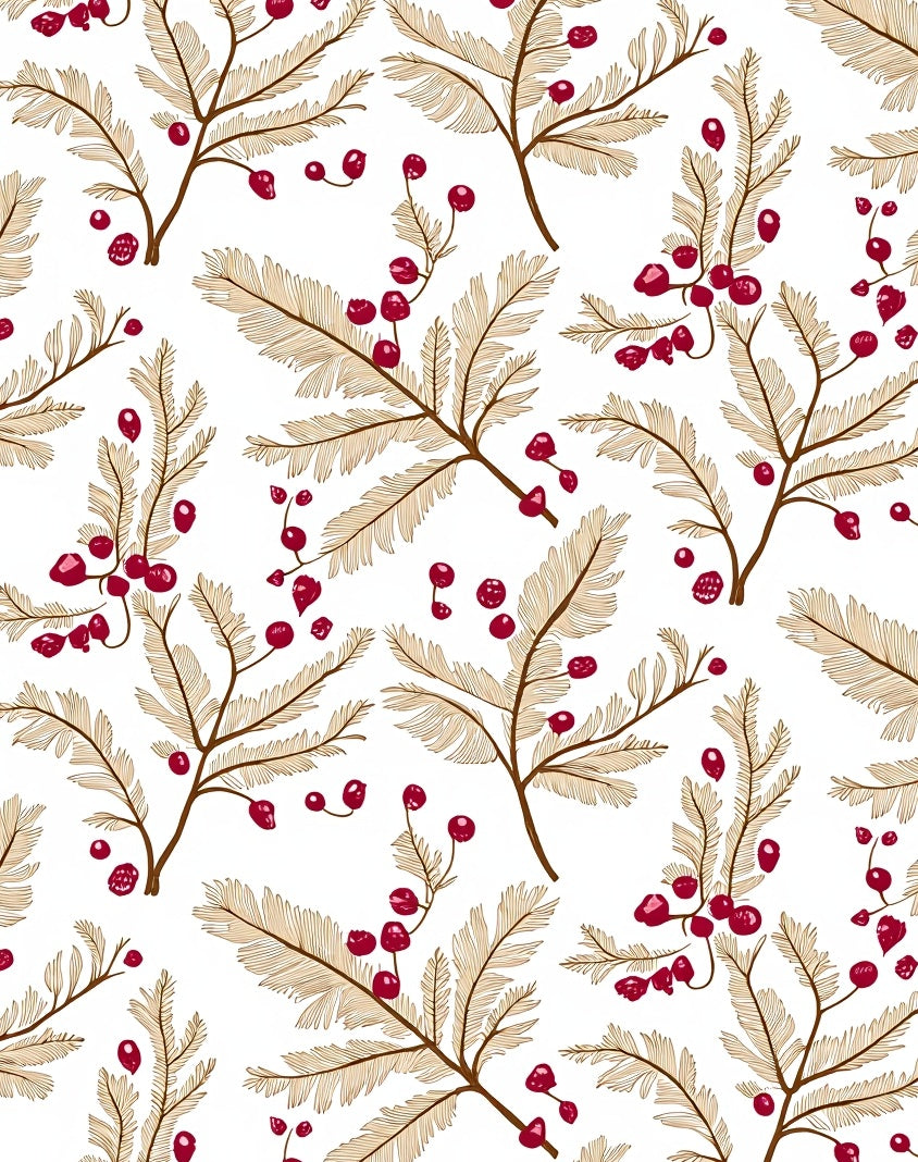 Crimson Berry Twig Natural Branch Rug