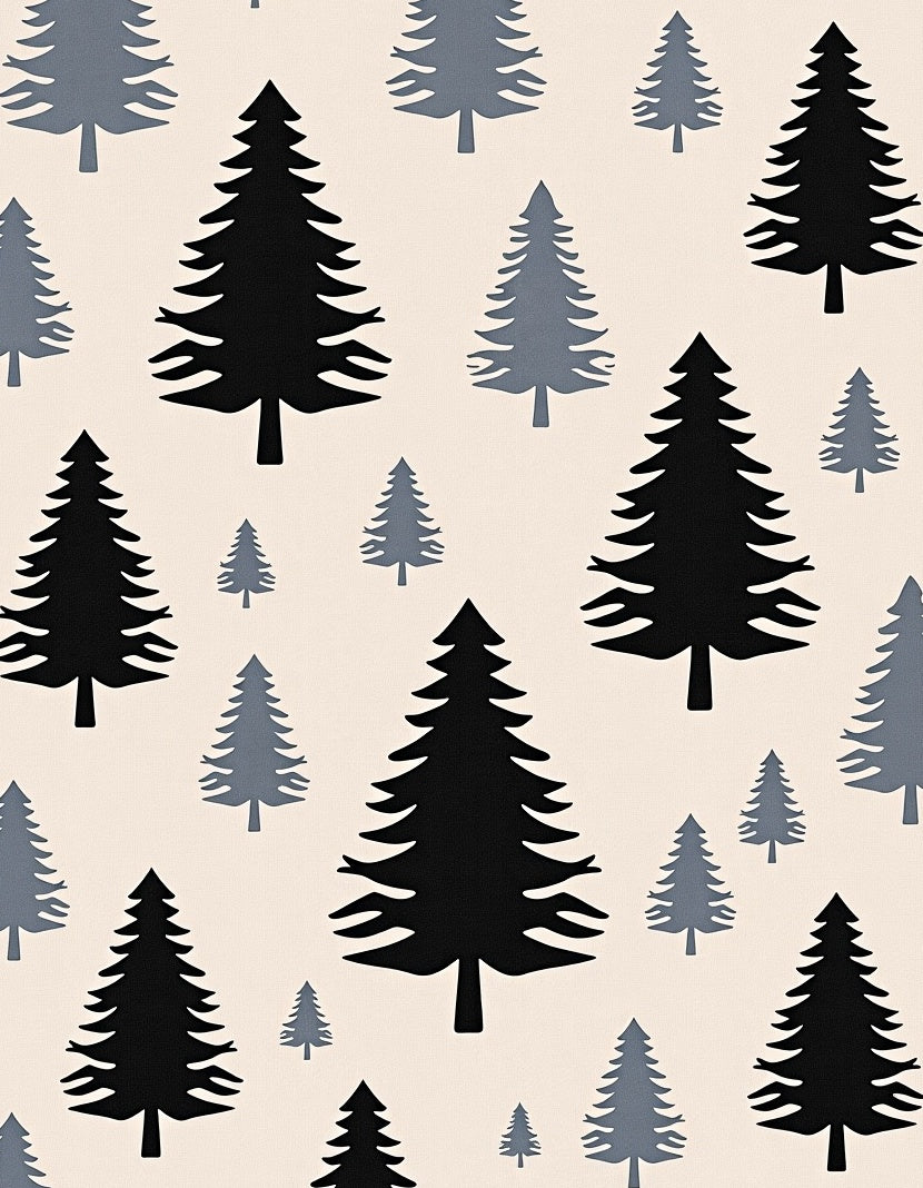 Black Gray Evergreen Forest Repeat Rug