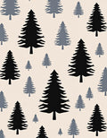 Black Gray Evergreen Forest Repeat Rug