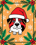 Festive Red Santa Dog Snowflakes Rug