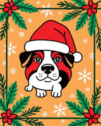 Festive Red Santa Dog Snowflakes Rug