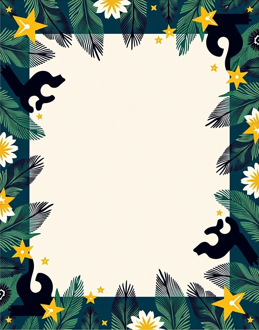 Dark Teal Jungle Star Bloom Rug