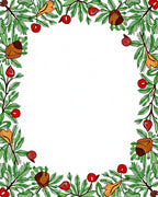 Green Berry Branch Acorn Border Rug
