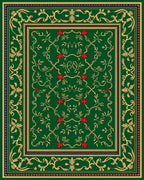 Art Deco Emerald Green Floral Scroll Rug