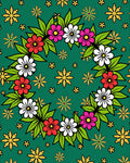 Vibrant Floral Wreath Green Rug