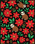 Whimsical Red Flower Sloth Garden Rug
