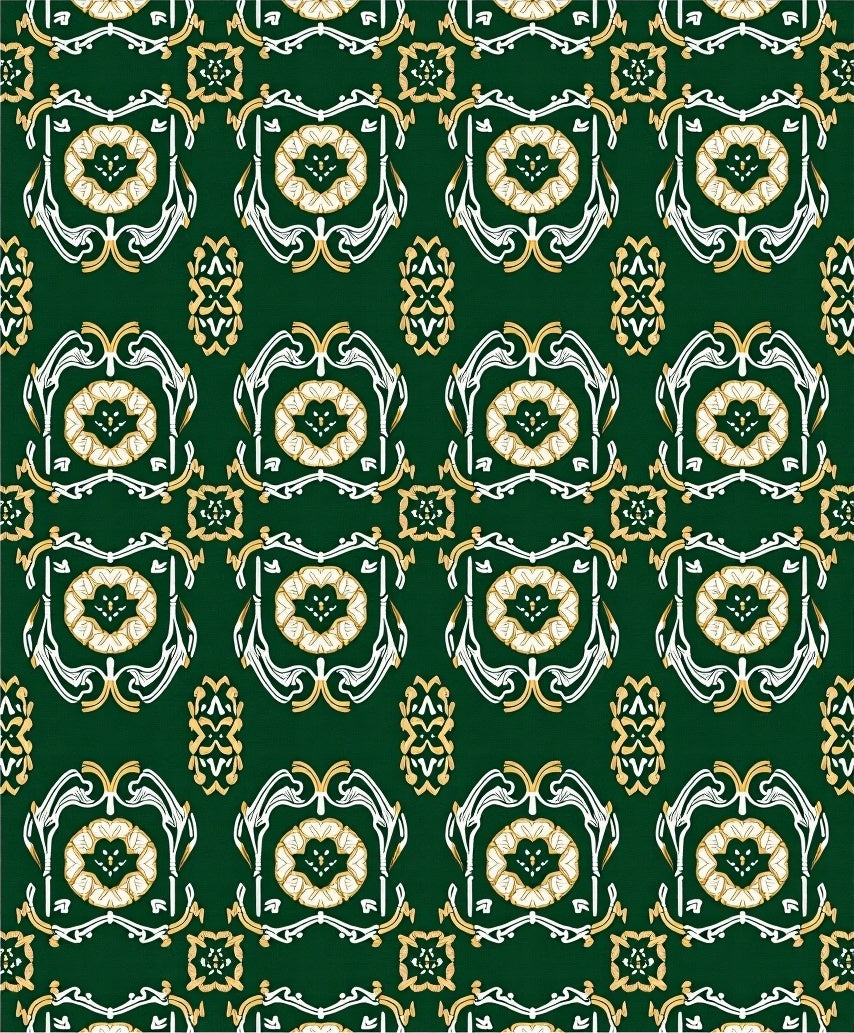 Art Nouveau Emerald Crest Floral Rug