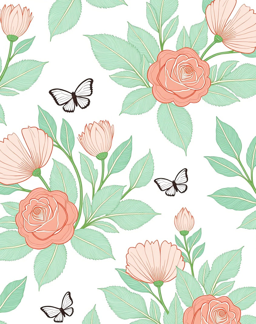 Coral Blossom Butterfly Garden Meadow Rug