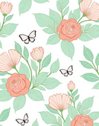 Coral Blossom Butterfly Garden Meadow Rug