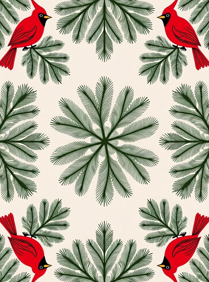Crimson Cardinal Evergreen Border Rug