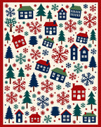 Whimsical Winter Village Snowflake House Rug