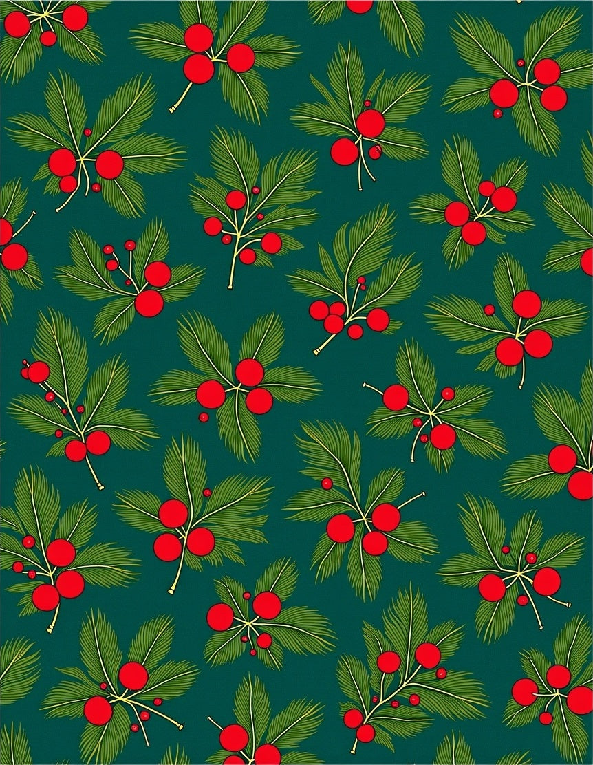 Festive Green Pine Berry Scatter Rug