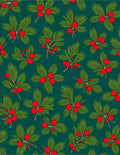 Festive Green Pine Berry Scatter Rug