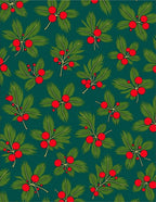 Festive Green Pine Berry Scatter Rug