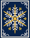 Dark Blue Golden Snowflake Medallion Rug