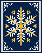 Dark Blue Golden Snowflake Medallion Rug