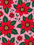 Red Poinsettia Floral Garden Pink Rug
