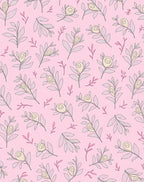 Soft Pink Floral Branches Whimsical Rug