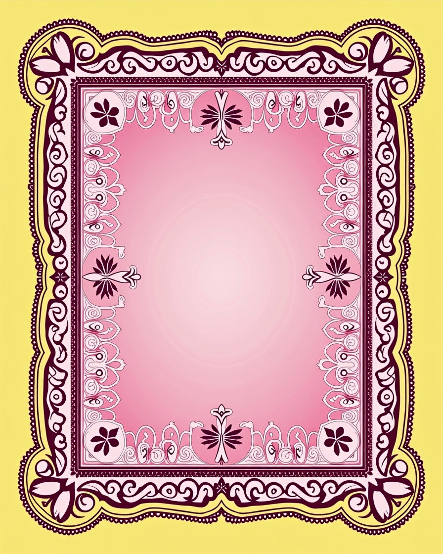 Ornate Pink Floral Bordered Rug