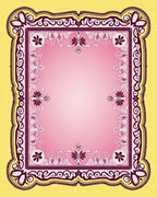 Ornate Pink Floral Bordered Rug