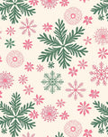 Festive Pink Green Snowflake Collage Rug