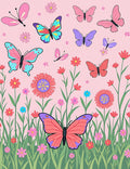 Whimsical Pink Butterfly Garden Meadow Rug