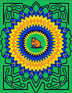 Vibrant Green Orange Sunburst Mandala Rug