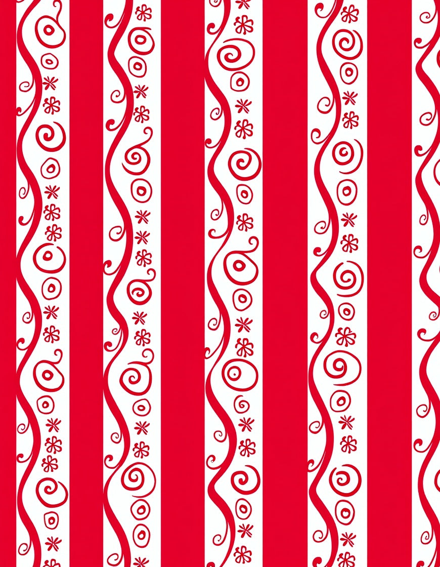 Crimson Red White Whimsical Stripes Rug