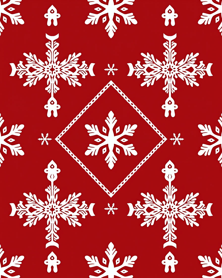 Red White Snowflake Lattice Rug