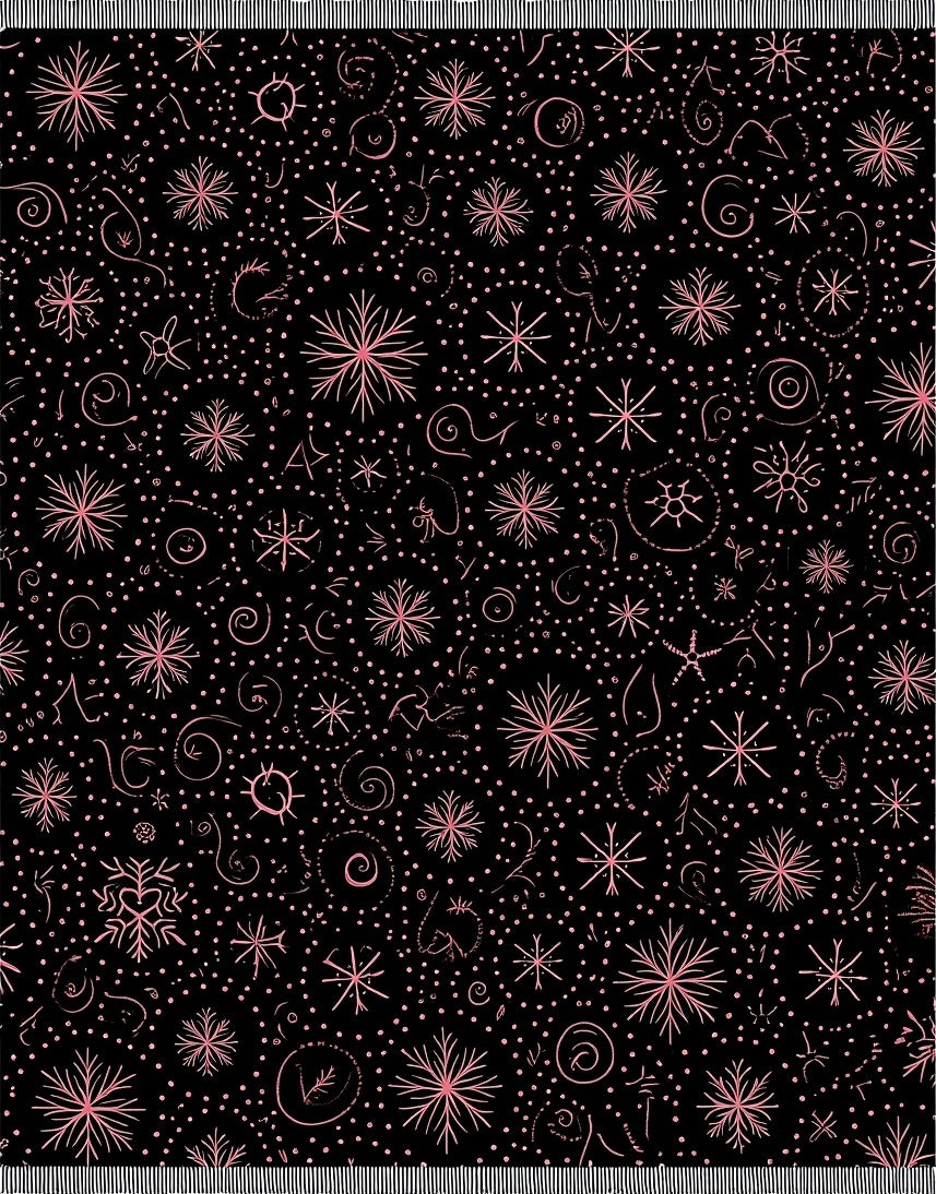 Pink Snowflake Scatter Black Cosmic Rug