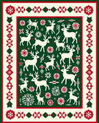 White Reindeer Christmas Festive Border Rug