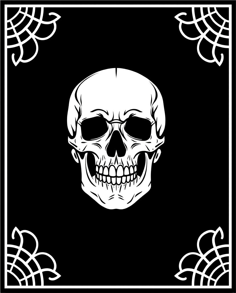 Gothic White Skull Black Spiderweb Rug