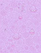 Whimsical Pink Bunny Swirls Rug
