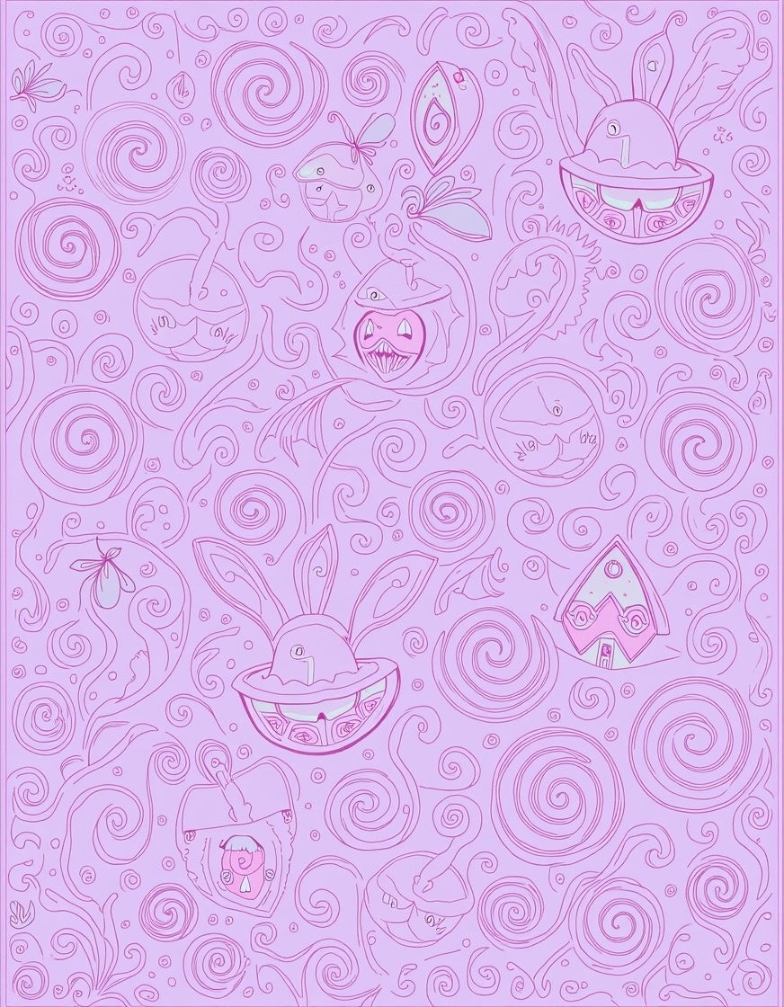 Whimsical Pink Bunny Swirls Rug