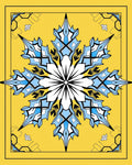 Striking Yellow Blue Starburst Mandala Rug
