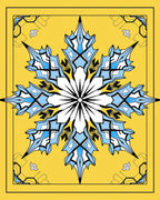 Striking Yellow Blue Starburst Mandala Rug