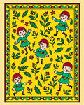 Whimsical Elf Holly Garland Yellow Rug
