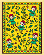 Whimsical Elf Holly Garland Yellow Rug