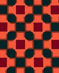 Orange Red Maroon Geometric Tiles Rug