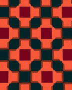 Orange Red Maroon Geometric Tiles Rug