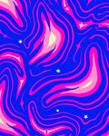 Psychedelic Swirls with Star Accents Rug