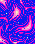 Psychedelic Swirls with Star Accents Rug
