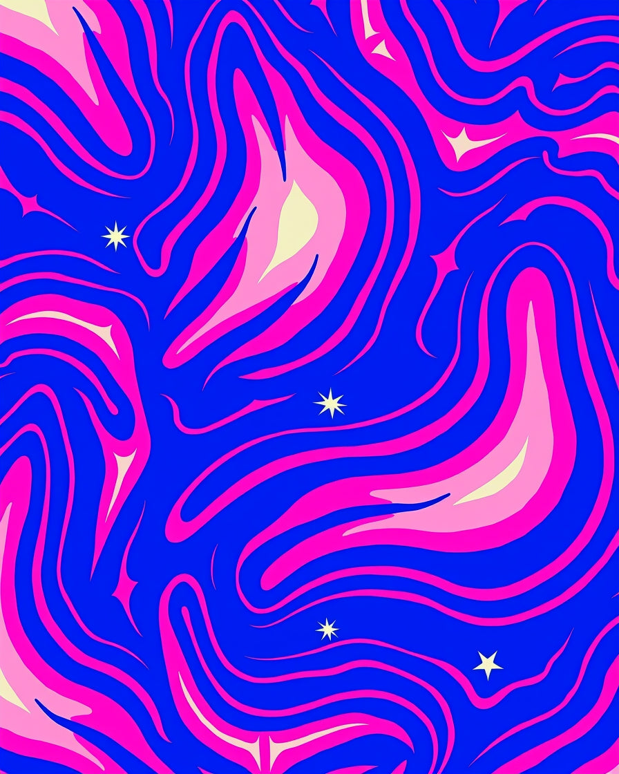 Psychedelic Swirls with Star Accents Rug