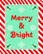 Red Stripe Mint Snowflakes Holly Rug